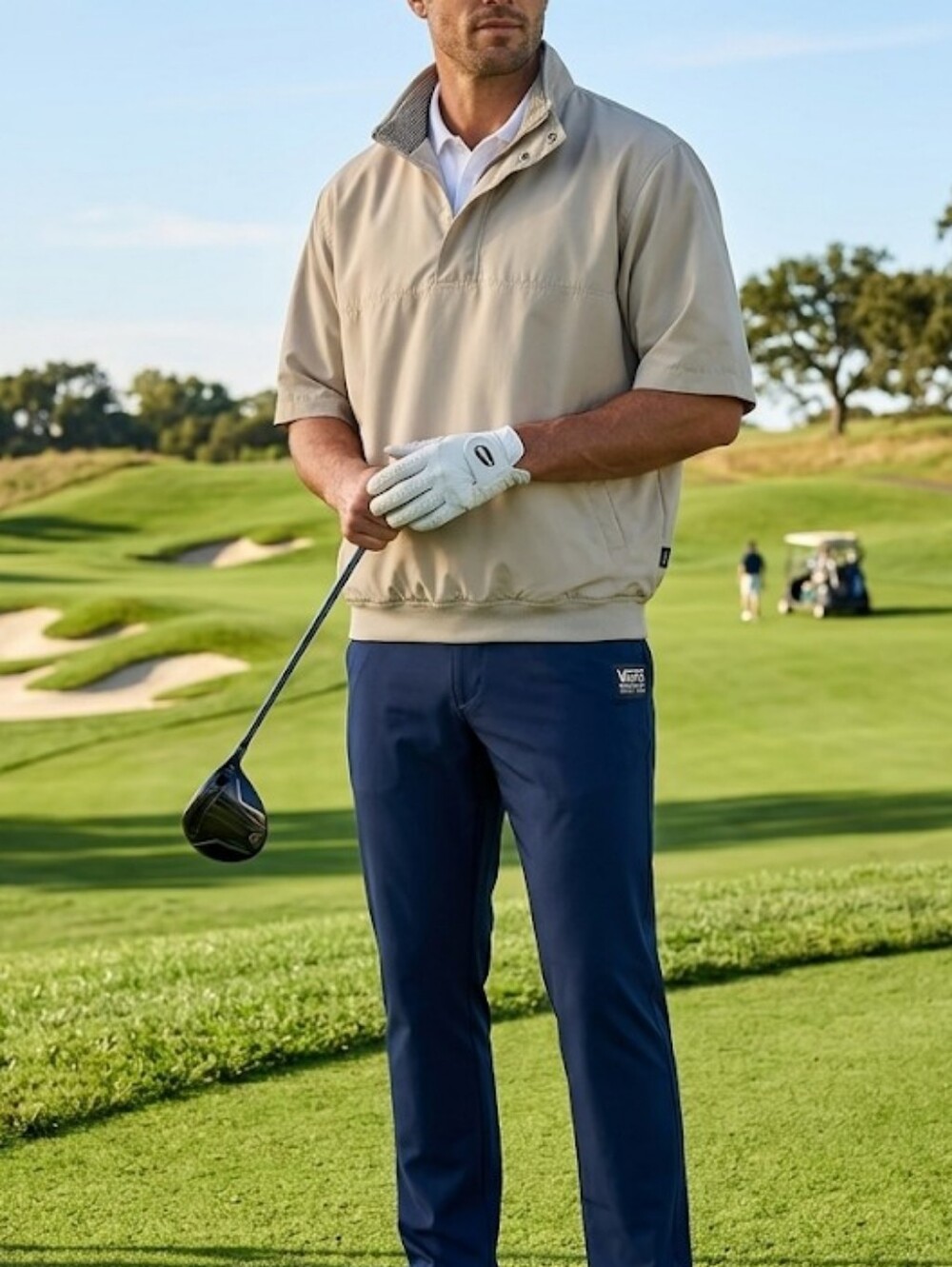 Ashworth Beige Short-Sleeve Pullover Polo